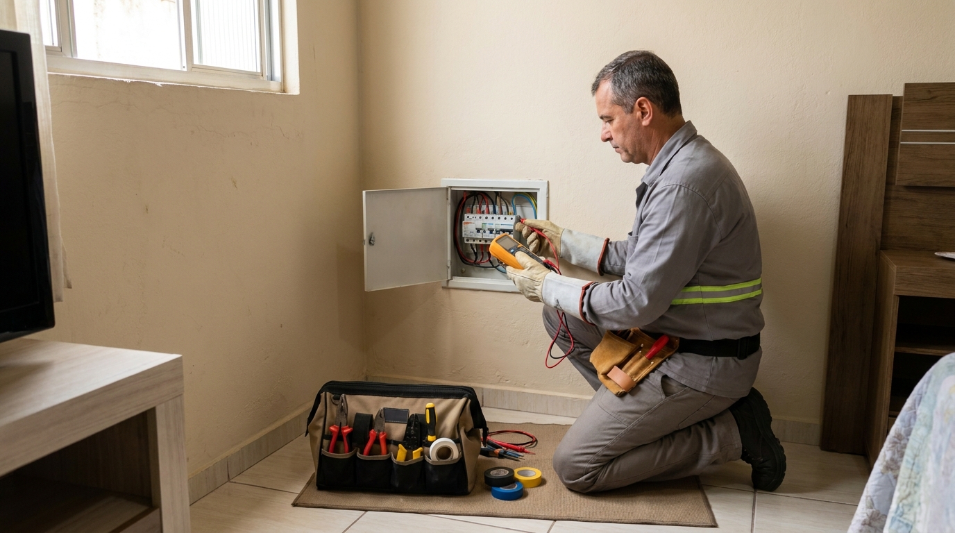 Eletricista trabalhando em Viamão‑RS