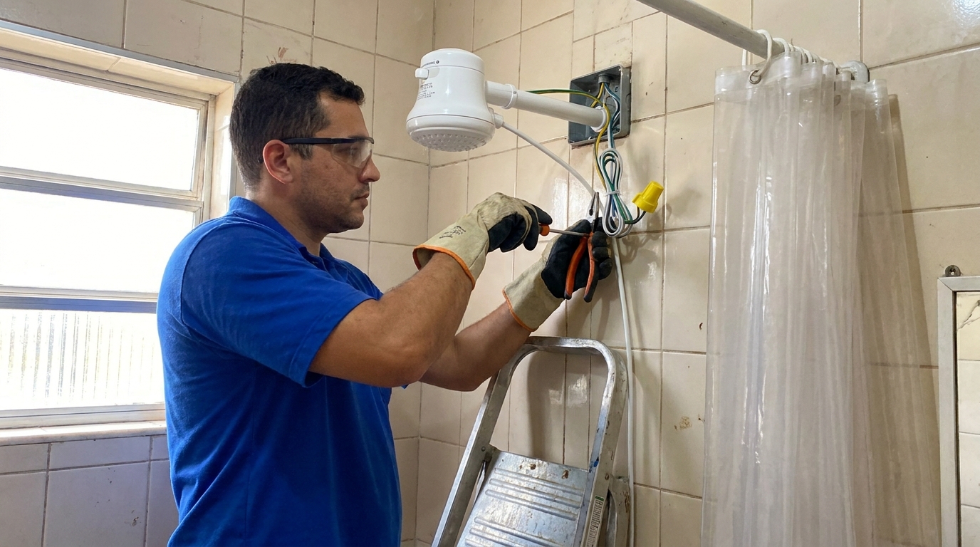 Instalacao de chuveiro eletrico residencial em Viamão‑RS