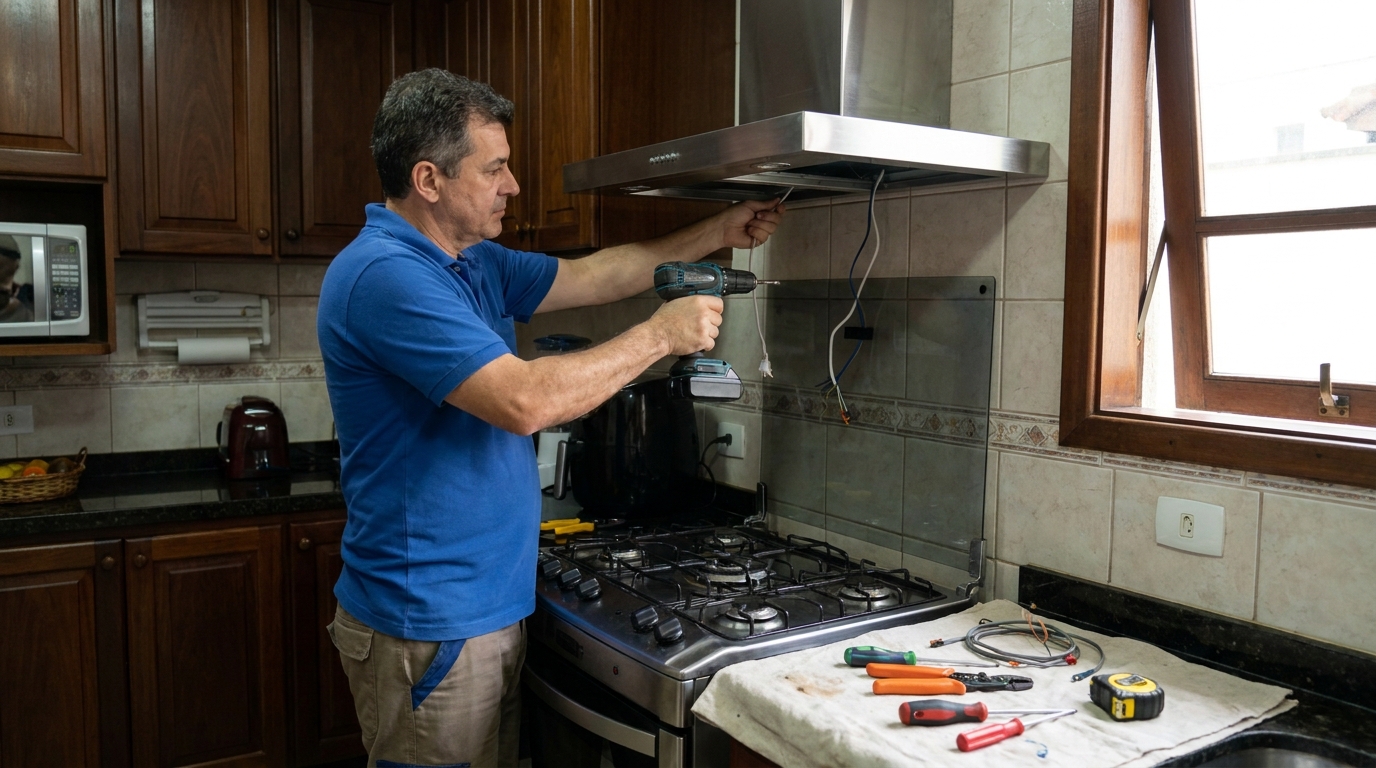 Instalacao de coifa e exaustor residencial em Viamão‑RS