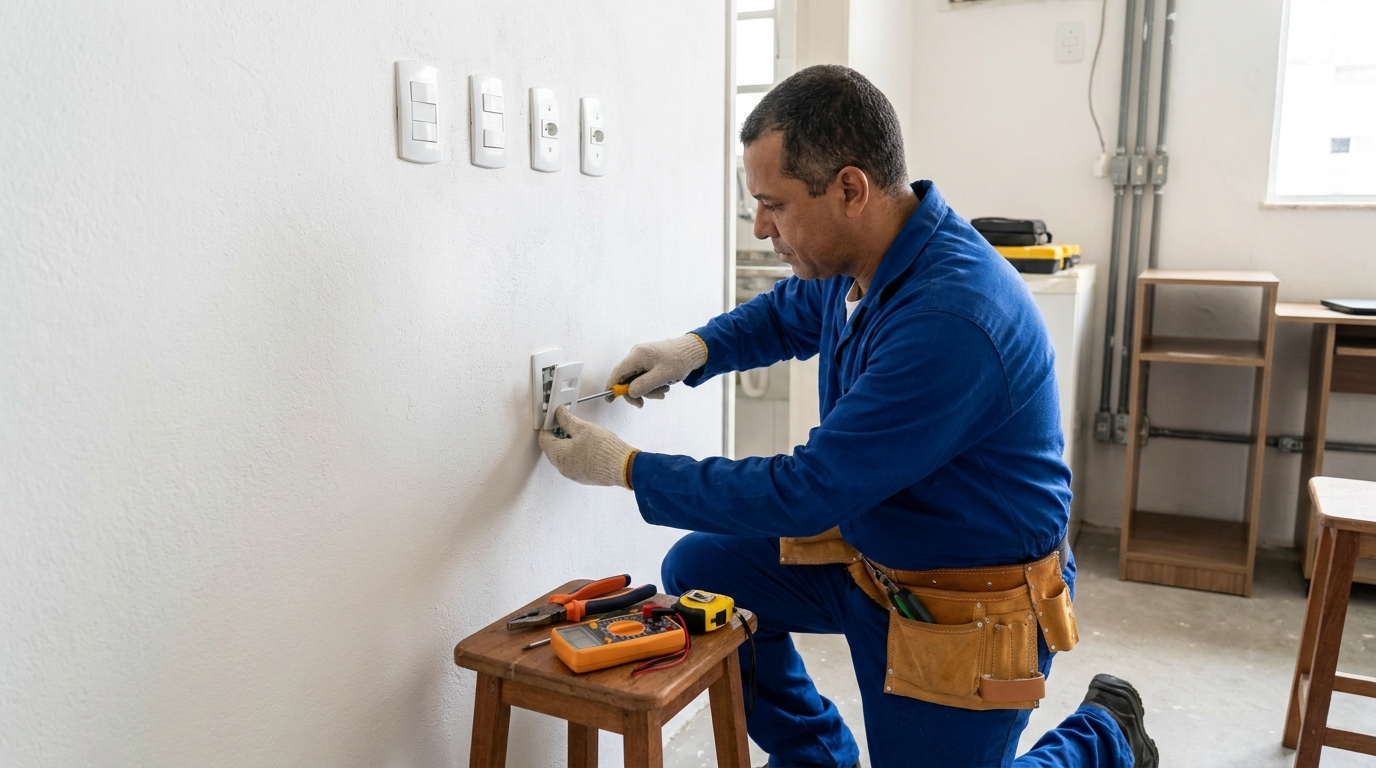 Instalacao de tomada e interruptor profissional em Viamão‑RS