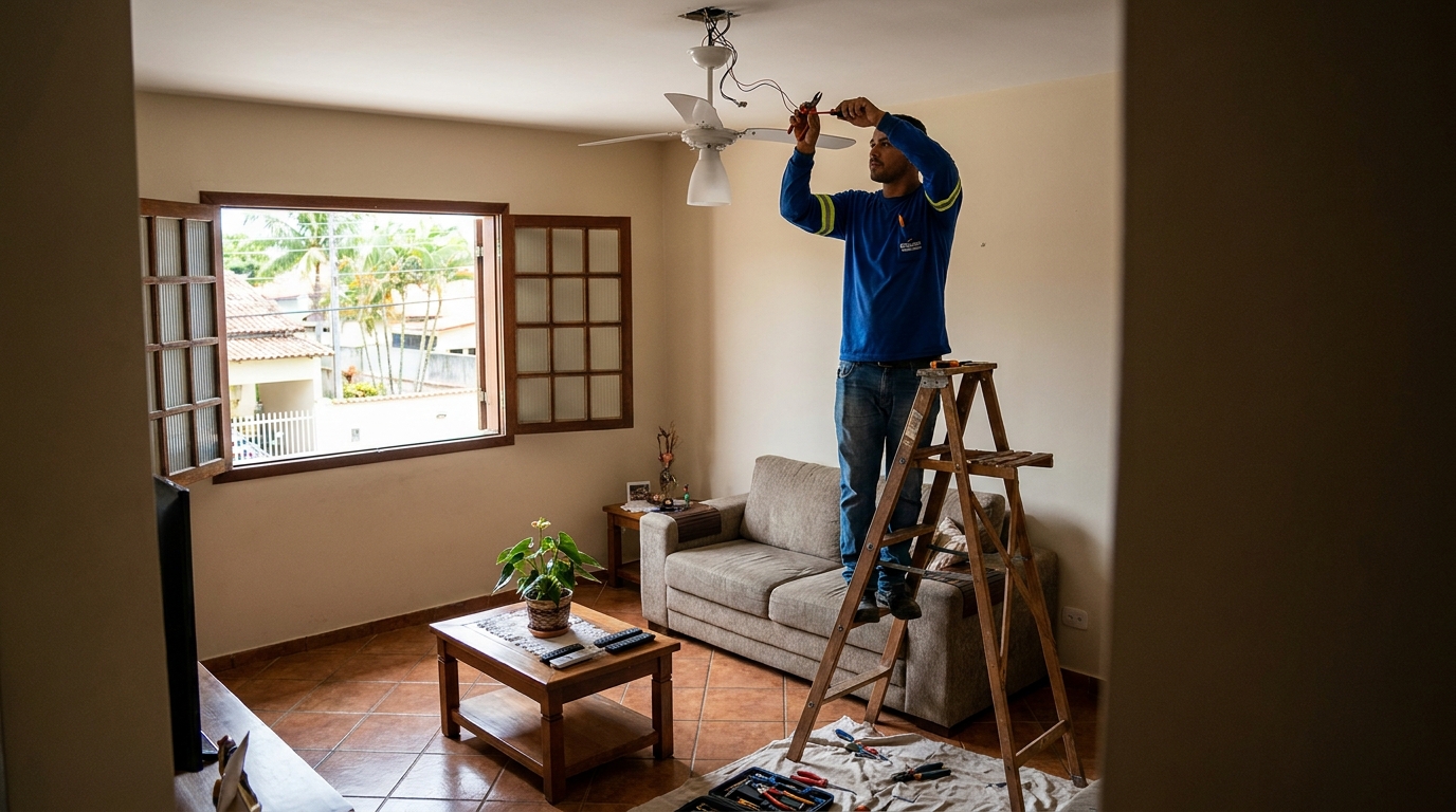 Instalacao de ventilador de teto profissional em Viamão‑RS