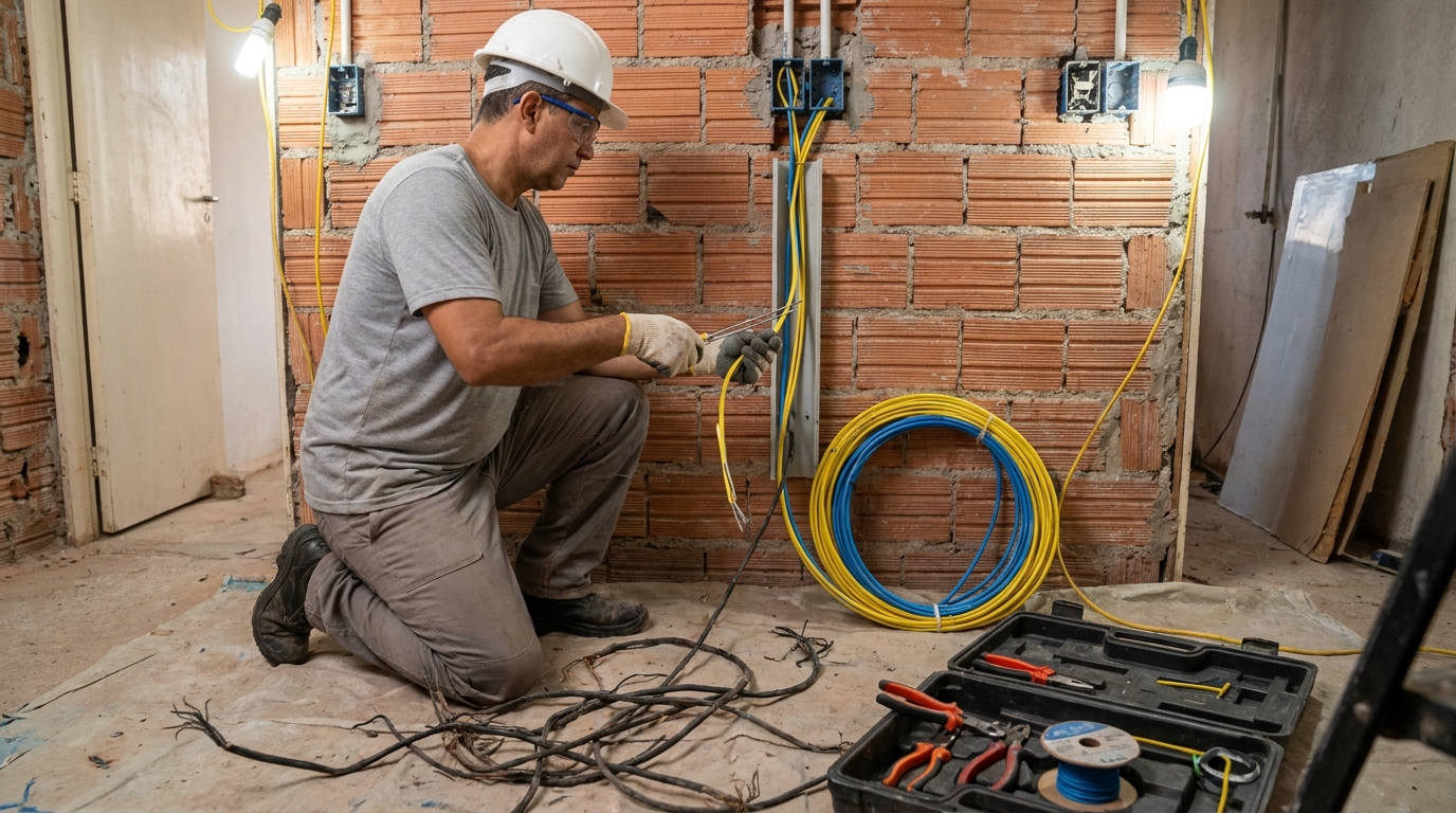 Troca de fiacao eletrica residencial em Viamão‑RS
